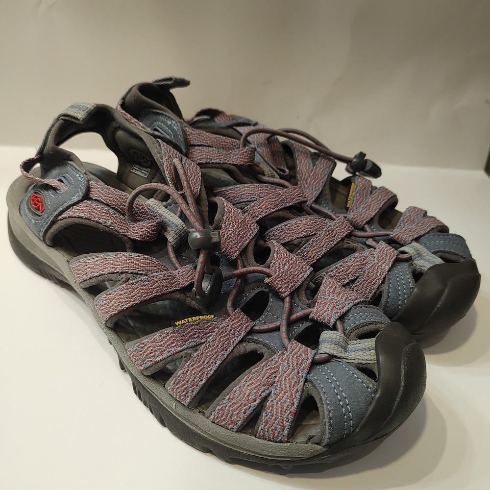 KEEN Venice H2 Womens 7.5 Blue Gray Red Waterproof Hiking Water Sandal Close Toe